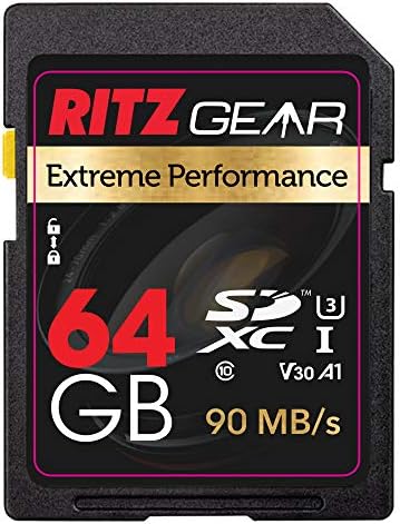 Високоскоростна SD карта Ritz Gear 64 GB SDXC UHS-I SD Card, C10, U3, V30, Full-HD и 4K Карта памет