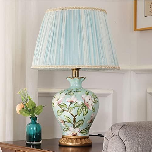 CCBUY Творчески Сини Керамични настолни Лампи в Китайски стил, Европейската Класическа Селска сензорен прекъсвач, Led крушка (Цвят: синьо размер: 52x33 см)