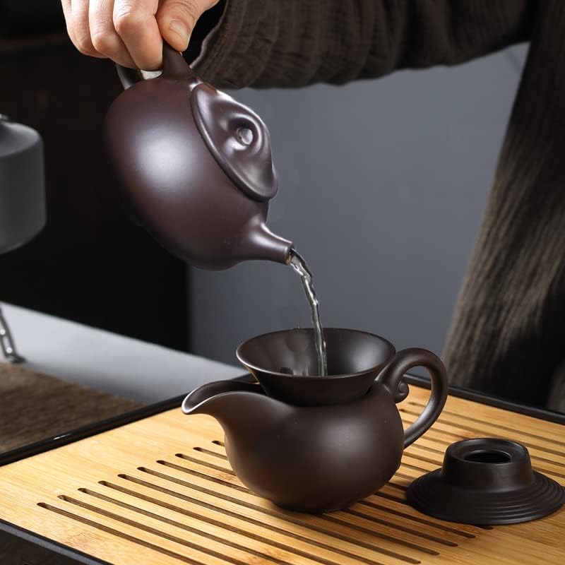 Преносим Пътен Чай, Китайски чайник Кунг-фу Zisha, 12 опаковки, Чай Гърне ръчно изработени Чаши с Тава за заваряване,