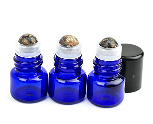 Мини-Флакони Grand Parfums Кобальтово-син цвят обем 1 мл с Топки-роллерами от Скъпоценен камък, содалит, 12 броя