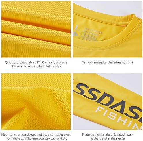 BASSDASH UPF 50 + Младежки Тениски за Риболов с Дълъг Ръкав, Тениска със Защита от ултравиолетови лъчи за Момчета и Момичета