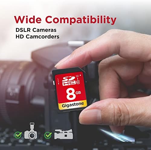 Gigastone 8 GB SD карта от 2 пакета UHS-I U1 Class 10 SDHC Карта с памет за видео във формат Full HD Цифров Фотоапарат