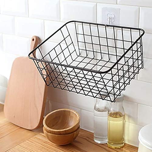 QULIT Куха желязна кошница с тел, кошници за съхранение, метална кошница, без подплата, органайзер за кухня в банята,
