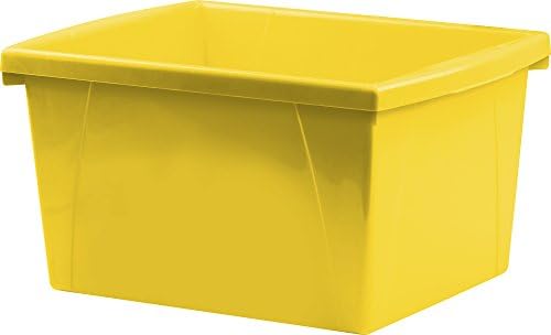 Кошница за съхранение на Storex обем 4 литра – Пластмасов Страхотен органайзер за книги и аксесоари, Жълт, 1 опаковка (61453F06C)