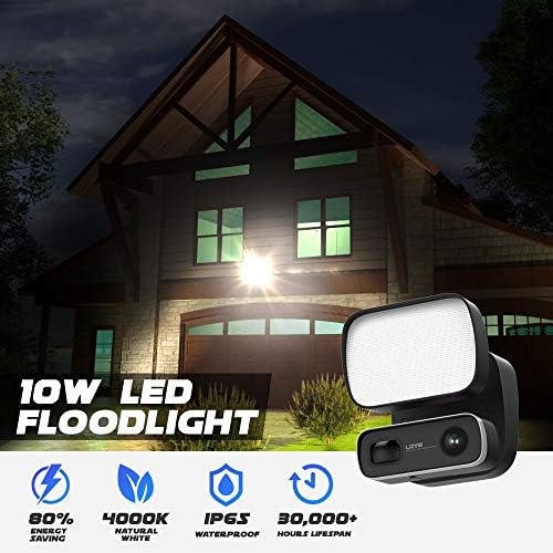 LIZVIE Външна Камера за сигурност с прожектором, 1080P HD WiFi APP View PIR с откриване на движение IP65 Водоустойчива