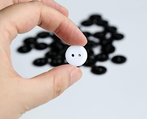 GANSSIA 200шт 5/8 инча (15 мм) Черни Копчета с 2 Дупки От Смола Копчета за Шиене и занаяти собствените си ръце,