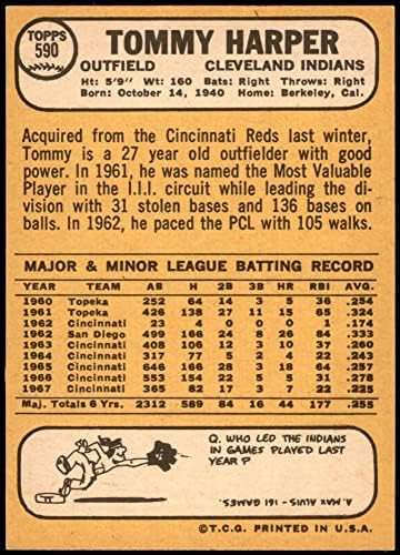 1968 Topps 590 Томи Харпър Кливланд Индианс (Бейзболна карта) в Ню Йорк Индианс