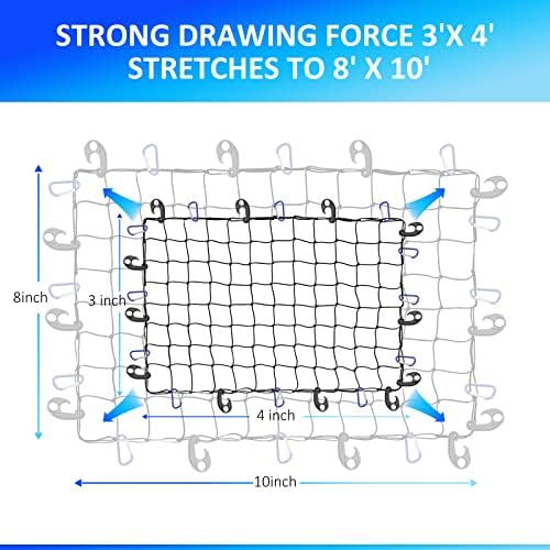 Транспортна мрежа за камион Vedozo, 3 'x4', Растягивающаяся до 8 'x10', Мрежа за легла пикап, окото 4 x4, Сверхпрочная