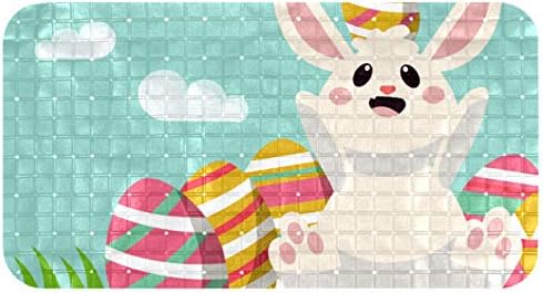 Детски килим за баня 14,7 x 26,9 Happy Easter Сладък Заек Заек и Яйце с Сливными дупки за Масаж