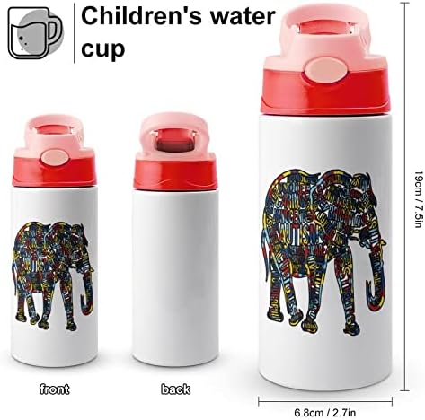 Информираността За Аутизма Слон Цветна Бутилка За Вода От Неръждаема Стомана, Изолирани Пътни Чаши Чаши С Запирающейся
