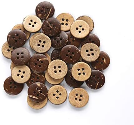 Копчета от кокосови черупки GANSSIA Размер 5/8 инча (15 мм) 4 Дупки Кокосови Пуговица за Шиене на ризи или занаяти собствените