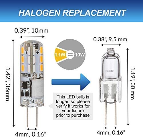 Led лампа Simba Lighting G4 (5 бр.) 1,1 W T3 10 W, работа на смени халогенна лампа 12v ac/dc, Двухконтактное основата