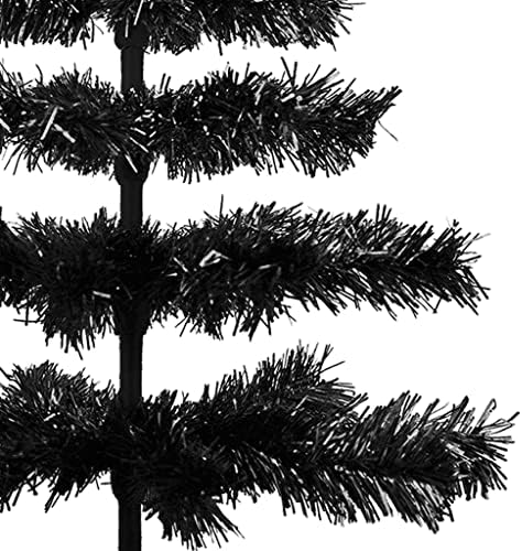24 Черна Сърма Коледни Елхи с Височина от 2 Метра Пожароустойчива Четка За декор за Хелоуин Дървена Поставка В комплекта