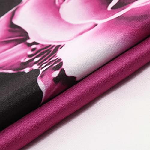 Тениски Свободно Намаляване с Градиентным Розов Цветен Принтом За момичета, Върховете от Ликра с кръгло деколте и Къс