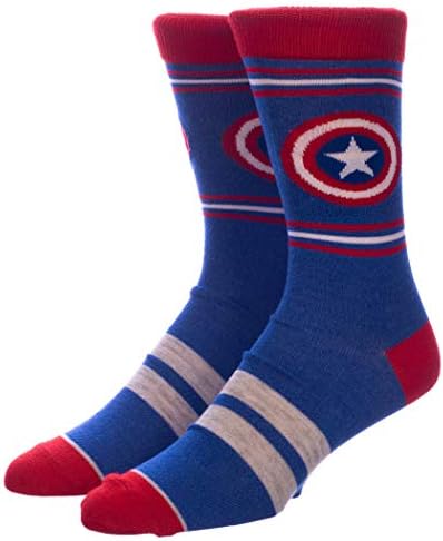 Чорапи за екипа на герои от комикси Bioworld Marvel Капитан Америка (опаковка от 5 броя), 10-13, цветни