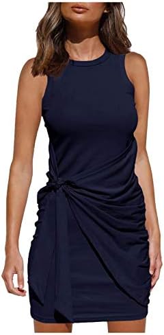 Летни рокли за жените, ежедневно елегантен дебнещ рокля без ръкави, приталенное черно винтажное дебнещ мини-рокля с кръгло