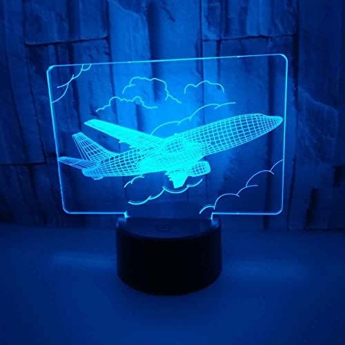 SUKUDO 3D Оптична Илюзия Led Лампа лека нощ, Самолет 16 Цвята Настолна Лампа с USB Зарядно Устройство за Децата малка