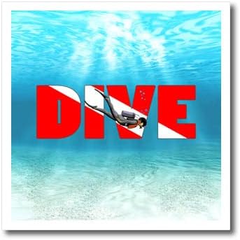 Дизайн аквалангиста 3dRose Underwater Men с флага за потапяне. - Ютия за топлопреминаване (ht_352929_2)