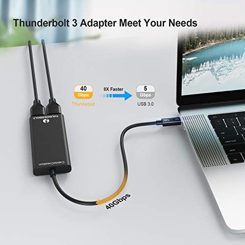 Създаване на кабела Thunderbolt 3 с двоен дисплей HDMI, Thunderbolt адаптер 3 с две HDMI, 4K @ 60Hz, 40 Gbit/s, USB кабел