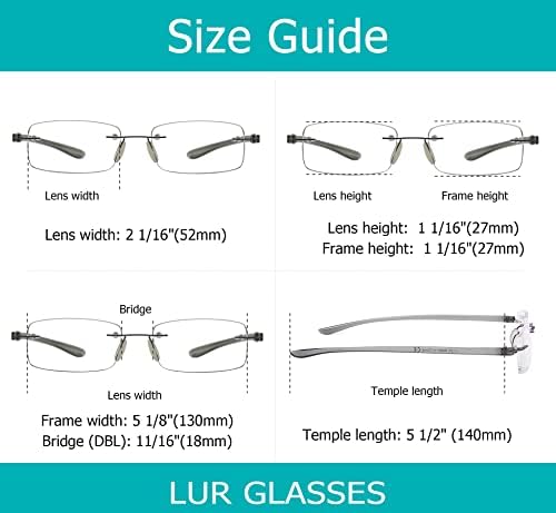 LUR 7 опаковки очила за четене без рамки + 3 опаковки очила за четене в полукръгла рамка (общо 10 двойки ридеров + 4,00)