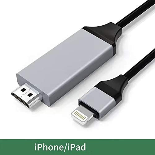 [Адаптер HDMI, сертифициран от Apple Пфи] Кабел-адаптер Lightning за HDTV (6,6 фута -черен), който е съвместим с iPhone