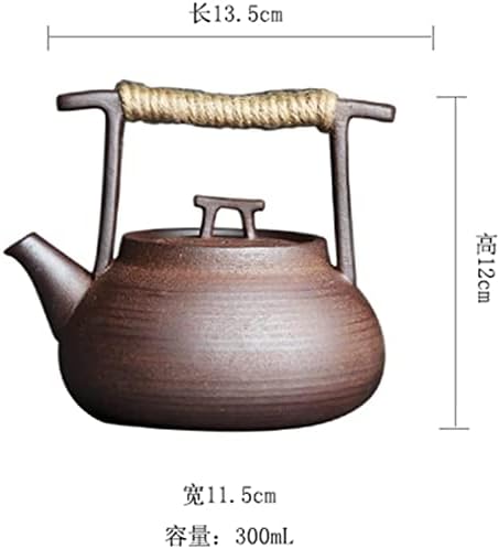 DMWMD Чайник, Ръчна изработка от керамика в Ретро стил Кунг-фу Чаена Церемония Преносим Чаен Комплект Керамичен Чайник