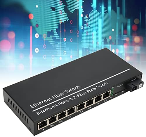 Оптичен Медиаконвертер TOPINCN, Пълен с полу-дуплекс Ethernet switch с led индикатор на 9 пристанища за семейна употреба