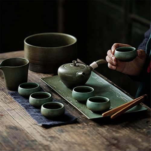 DHDM Ретро Чаен Поднос От Груба Керамика, Поднос за Чай на Масата, Тава За Варене на Сухо Чай, Чай Комплект Правоъгълна