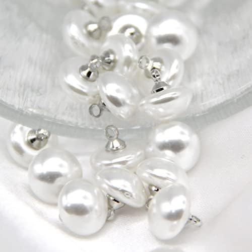 USOSOU 10 мм Перлени Копчета във форма на Гъбички на Полукръг, Бели Копчета от изкуствени Перли за Шиене, Блузи, Поли,