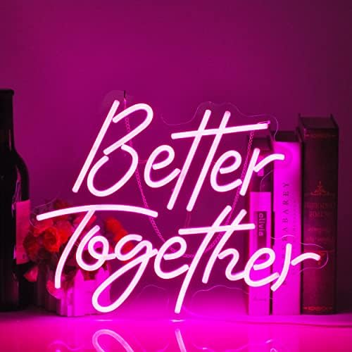 Неонова реклама Better Together за декора на стените, с регулируема яркост, Множество Неон Светещ Знак за Годеж, Сватбена