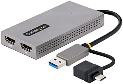 StarTech.com Адаптер USB 3.0 или USB-C за двойно HDMI за Windows и macOS, 2 дисплей HDMI (1x 4K30Hz, 1x 1080p), вграден
