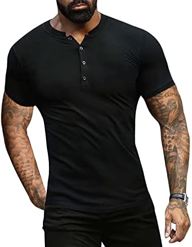 Мъжки Ежедневни Ризи Henley от Uni Clau, Ризи с къс ръкав, Модни Памучни Тениски За копчета