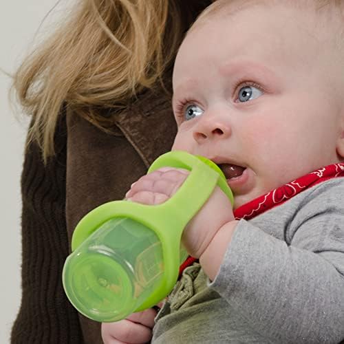 Комплект за самостоятелно хранене EaZyHold Baby Green - Държач за бутилки Sippy Cup 7,5 инча и мини-зелена каишка от