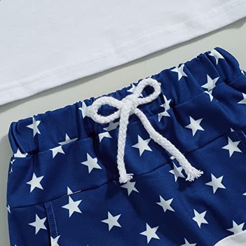 Комплект дрехи за малки Момчета на 4 юли, Тениска с къси ръкави и къси панталони с флага на сащ, Комплект Летни Дрехи