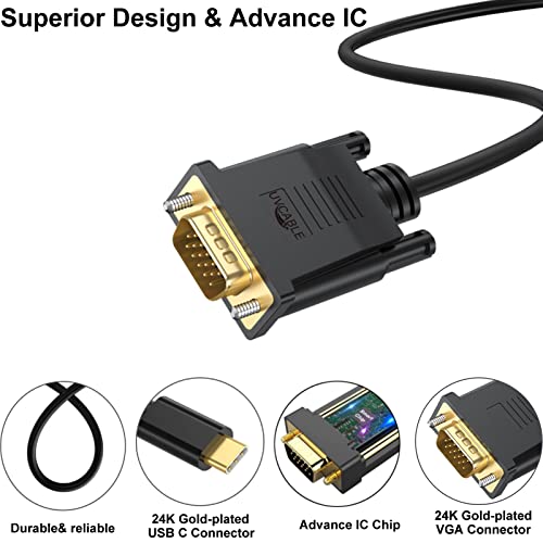 UV-USB КАБЕЛ C-VGA Кабел 6 Метра, Штекерный Thunderbolt адаптер 3 Type-C-VGA за MacBook Pro, Dell XPS 13, 15, HP Spectre