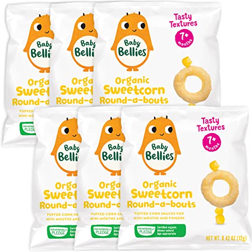 Детски Индивидуални комплекти закуски Baby Bellies Organic Round-a-beautes, Сладка Царевица, опаковка от 6 броя