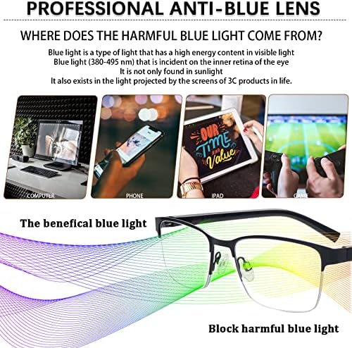MAEOWN Прогресивно Мультифокальные Очила За Четене Мъжки Сини Светлинни Блокер Кутия Пантите За Четене на Компютърни