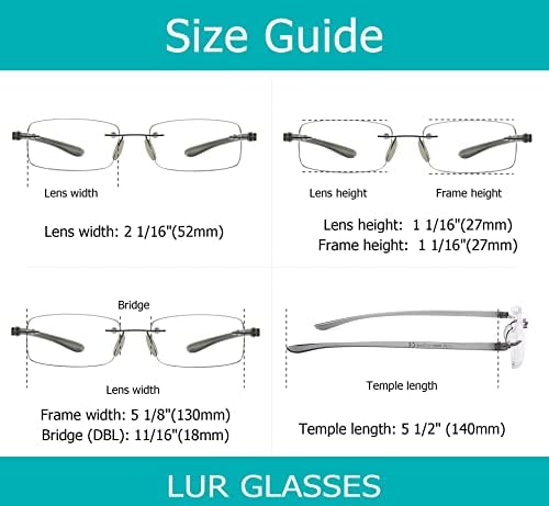 LUR 7 опаковки очила за четене без рамки + 6 опаковки класически очила за четене (общо 13 двойки ридеров + 1,25)