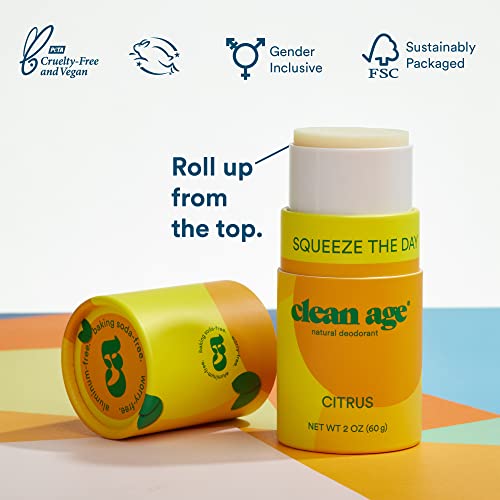 Натурален дезодорант Clean Age Citrus | за мъже, жени, юноши и тийнейджъри по-млада възраст | Не съдържа алуминий, сода
