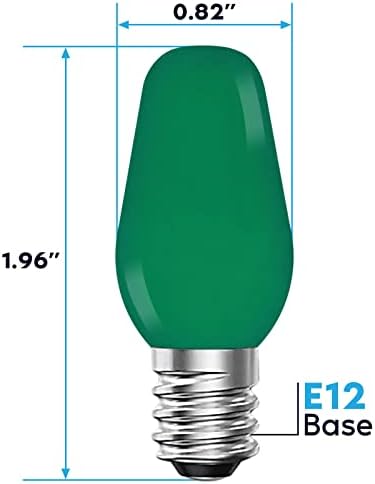 LUXRITE 12-Pack C7 Led Зелени Смяна на електрически Крушки за Струнни Тела, 0.5 W, Небьющаяся Цветна Лампа-Канделябр,