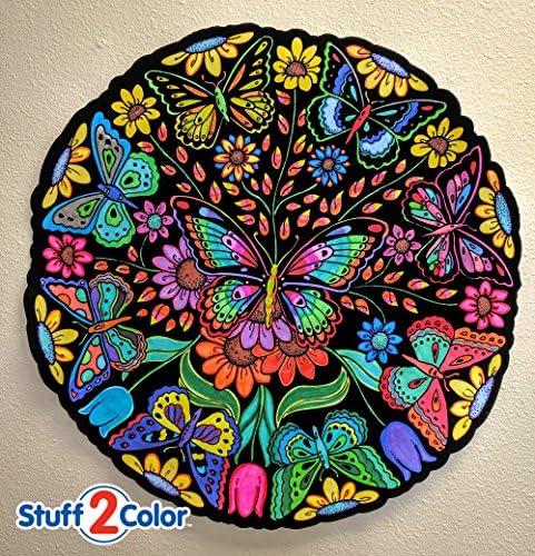 Материал2цветная Пеперуда, Пухкави Кадифе Мандала - 20x20 См - Плакат за Оцветяване