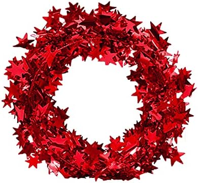 Кристали за Бижута 7,5 м Коледна Украса Украса за Коледната Елха Коледна Цветна Лента Коледна Тел Звезда от Ратан гама цветове (Червен, един размер)