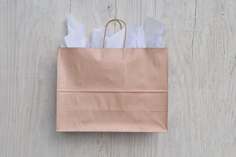 20 Опаковки Крафт-Чанта За Покупки от Розово Злато 16x6x12, Опаковъчни Консумативи, добре дошли Чанти За Гостите на Сватбата,