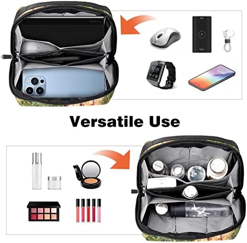 Калъф за носене, чанта, USB-кабел, органайзер, джобен аксесоар, портфейл с цип, селски пейзаж на града