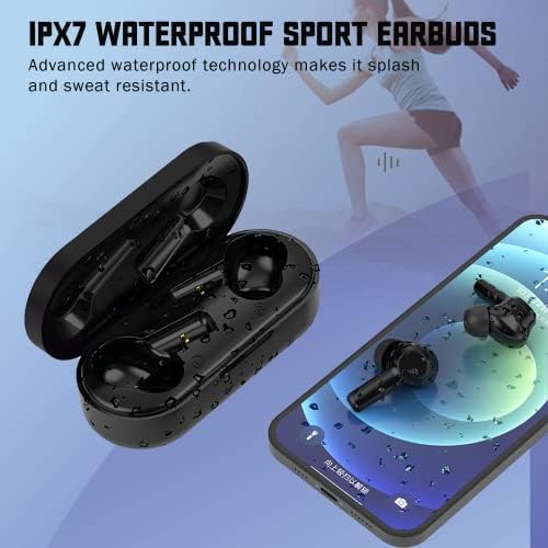 Безжични слушалки EIOSUN TWS Bluetooth 5.1 Слушалките с шумопотискане е IPX7 Водоустойчив за спорт Вграден микрофон Време
