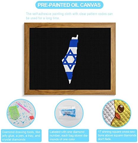 Флаг Карта на Израел Диамантена Живопис Комплекти Фоторамка 5D направи си САМ Пълна Тренировка Планински Кристал Изкуство