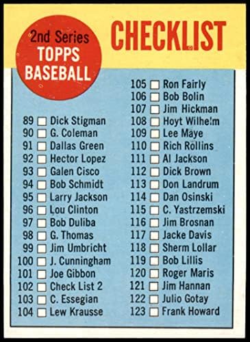 1963 Topps 102 ЧЕРВЕН списък 2 (Бейзболна картичка) (думата списък е написано с червени букви на жълт фон) NM