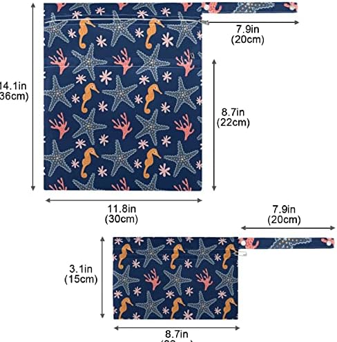 ZZXXB Морско Конче и Морска Звезда Водоустойчив Влажна Чанта за многократна употреба Текстилен Влажна Пелена Суха Чанта