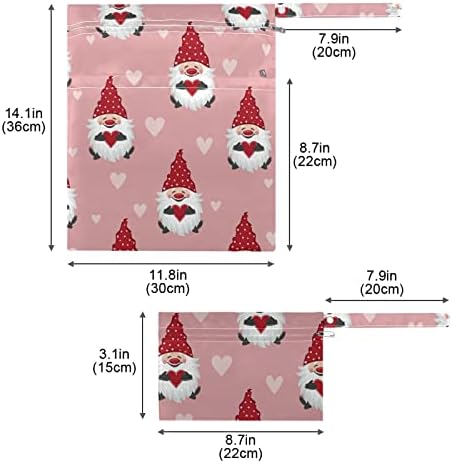 ZZXXB Gnome ' s Love Heart Водоустойчив Влажна Чанта за многократна употреба Текстилен Влажна Пелена Суха Чанта с Джоб