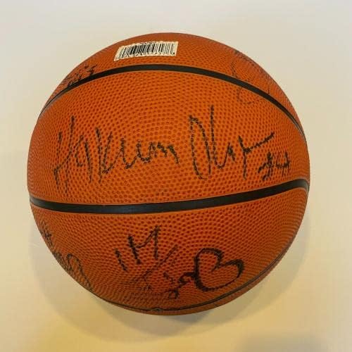 1997-98 Екипът на Хюстън Рокетс Подписа Баскетболен договор с Оладжувоном Чарлз Баркли JSA - Баскетболни топки с автографи